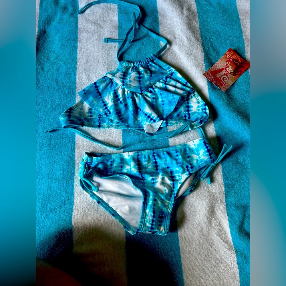 Kids Swimwear Set in Blue Tie-Dye